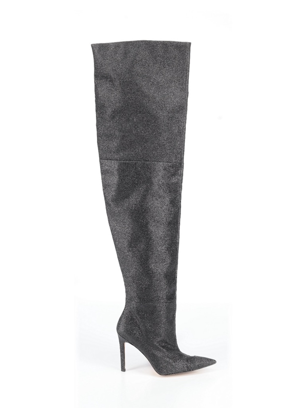 Good American Black Glitter Thigh High Over the Knee Boots Size 6.5